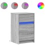 Mesita de noche con luces LED madera de ingeniería gris Sonoma by , Nightstands - Ref: Foro24-852017, Price: 64,54 €, Discoun...
