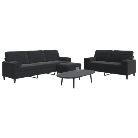 Juego de sofás con cojines 3 piezas terciopelo negro by , Sofas - Ref: Foro24-3278506, Price: 566,45 €, Discount: %