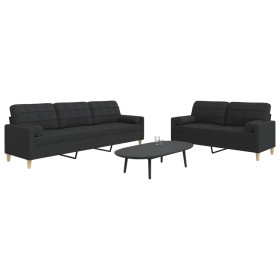 Juego de sofás con cojines 2 piezas tela negro von , Sofas - Ref: Foro24-3278339, Preis: 527,63 €, Rabatt: %