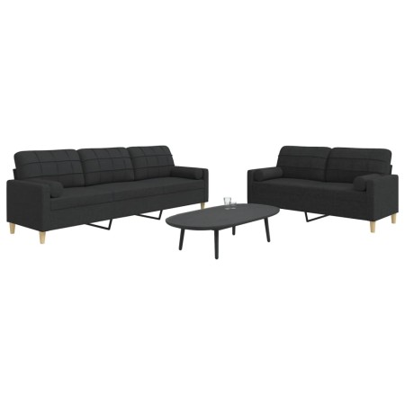 Juego de sofás con cojines 2 piezas tela negro by , Sofas - Ref: Foro24-3278339, Price: 527,63 €, Discount: %