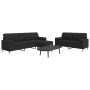 Juego de sofá 3 piezas con reposapiés y cojines tela negro by , Sofas - Ref: Foro24-3278347, Price: 583,16 €, Discount: %
