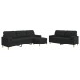 Juego de sofá 3 piezas con reposapiés y cojines tela negro by , Sofas - Ref: Foro24-3278347, Price: 583,16 €, Discount: %