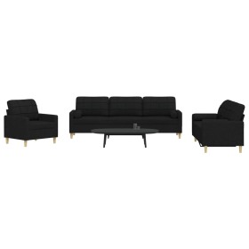 Juego de sofás con cojines 3 piezas tela negro von , Sofas - Ref: Foro24-3278307, Preis: 669,53 €, Rabatt: %