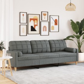 Sofá de 3 plazas con cojines tela gris oscuro 210 cm von , Sofas - Ref: Foro24-3278202, Preis: 298,70 €, Rabatt: %