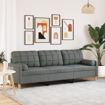 Sofá de 3 plazas con cojines tela gris oscuro 210 cm by , Sofas - Ref: Foro24-3278202, Price: 298,70 €, Discount: %