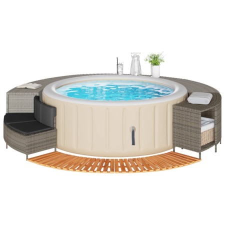 Borde bañera hidromasaje madera acacia y ratán sintético gris by , Pool and spa accessories - Ref: Foro24-365615, Price: 295,...