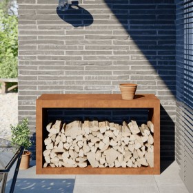 Leñero 100x40x60 cm Acero oxidado by , Firewood bags and holders - Ref: Foro24-850988, Price: 98,54 €, Discount: %