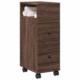 Armario de baño estrecho con ruedas madera marrón roble von , Schließfächer und Lagerschränke - Ref: Foro24-855238, Preis: 56...