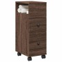 Armario de baño estrecho con ruedas madera marrón roble von , Schließfächer und Lagerschränke - Ref: Foro24-855238, Preis: 56...