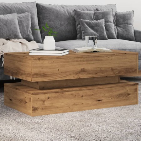 Mesa de centro con luces LED roble artisian 90x50x40 cm by , Coffee table - Ref: Foro24-857719, Price: 116,67 €, Discount: %