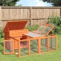 Conejera de madera maciza de pino marrón 144x123x67,5 cm by , Cages and habitats for small animals - Ref: Foro24-172280, Pric...