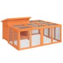 Conejera de madera maciza de pino marrón 144x123x67,5 cm by , Cages and habitats for small animals - Ref: Foro24-172280, Pric...