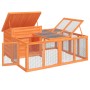 Conejera de madera maciza de pino marrón 144x123x67,5 cm by , Cages and habitats for small animals - Ref: Foro24-172280, Pric...