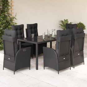 Set de comedor de jardín 7 pzas y cojines ratán sintético negro de , Conjuntos de jardín - Ref: Foro24-3213072, Precio: 830,3...
