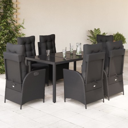Set de comedor de jardín 7 pzas y cojines ratán sintético negro von , Gartensets - Ref: Foro24-3213072, Preis: 830,35 €, Raba...