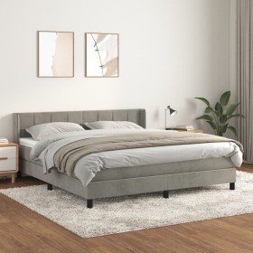 Cama box spring con colchón terciopelo gris claro 180x200 cm Cama box spring con colchón terciopelo gris claro 180x200 cm