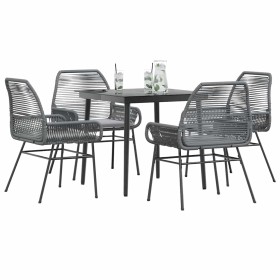 Juego comedor jardín 5 pzas cojines ratán sintético vidrio gris von , Gartensets - Ref: Foro24-3334479, Preis: 334,73 €, Raba...
