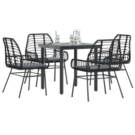 Juego de comedor jardín 5 piezas cojines ratán sintético negro von , Gartensets - Ref: Foro24-3334549, Preis: 320,02 €, Rabat...