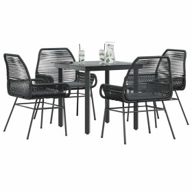 Juego de comedor jardín 5 piezas cojines ratán sintético negro von , Gartensets - Ref: Foro24-3334563, Preis: 340,00 €, Rabat...