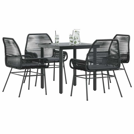 Juego de comedor jardín 5 piezas cojines ratán sintético negro von , Gartensets - Ref: Foro24-3334563, Preis: 337,42 €, Rabat...