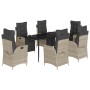 Set comedor jardín 7 pzas y cojines ratán sintético gris claro von , Gartensets - Ref: Foro24-3213466, Preis: 1,00 €, Rabatt: %
