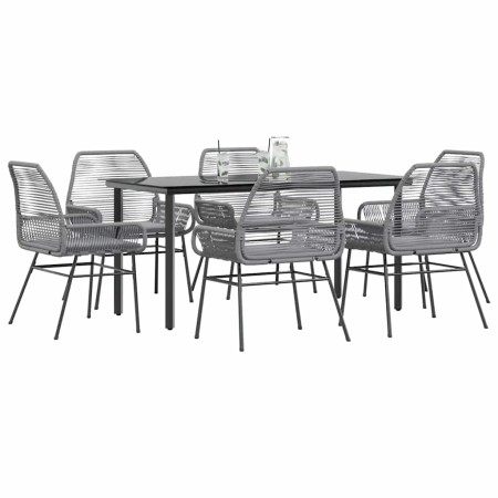 Juego comedor jardín 7 pzas cojines ratán sintético vidrio gris von , Gartensets - Ref: Foro24-3334580, Preis: 479,86 €, Raba...