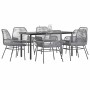 Juego comedor jardín 7 pzas cojines ratán sintético vidrio gris von , Gartensets - Ref: Foro24-3334580, Preis: 479,86 €, Raba...