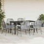 Juego comedor jardín 7 pzas cojines ratán sintético vidrio gris von , Gartensets - Ref: Foro24-3334580, Preis: 479,86 €, Raba...