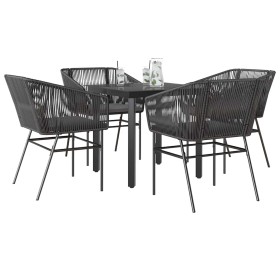 Juego de comedor jardín 5 piezas cojines ratán sintético negro by , Garden sets - Ref: Foro24-3334612, Price: 354,09 €, Disco...