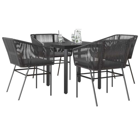 Juego de comedor jardín 5 piezas cojines ratán sintético negro by , Garden sets - Ref: Foro24-3334612, Price: 354,09 €, Disco...