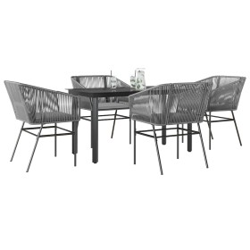 Juego comedor jardín 5 pzas cojines ratán sintético vidrio gris von , Gartensets - Ref: Foro24-3334627, Preis: 404,15 €, Raba...