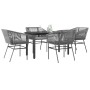 Juego comedor jardín 5 pzas cojines ratán sintético vidrio gris by , Garden sets - Ref: Foro24-3334627, Price: 379,65 €, Disc...