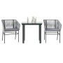 Juego comedor jardín 3 pzas cojines ratán sintético vidrio gris von , Gartensets - Ref: Foro24-3334625, Preis: 234,69 €, Raba...