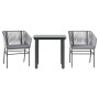 Juego comedor jardín 3 pzas cojines ratán sintético vidrio gris de , Conjuntos de jardín - Ref: Foro24-3334625, Precio: 219,19 €