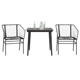 Muebles de jardín 3 piezas ratán sintético vidrio negro de , Conjuntos de jardín - Ref: Foro24-3334485, Precio: 183,59 €
