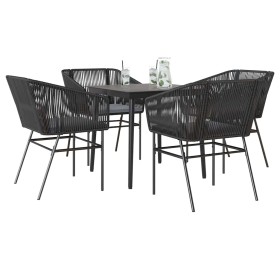 Juego de comedor jardín 5 piezas cojines ratán sintético negro by , Garden sets - Ref: Foro24-3334514, Price: 365,76 €, Disco...