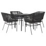 Juego de comedor jardín 5 piezas cojines ratán sintético negro von , Gartensets - Ref: Foro24-3334514, Preis: 365,76 €, Rabat...