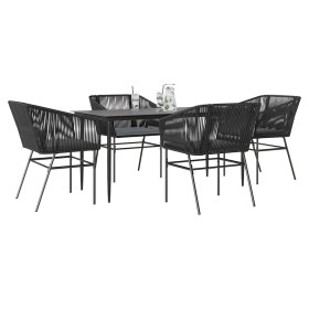 Juego de comedor jardín 5 piezas cojines ratán sintético negro by , Garden sets - Ref: Foro24-3334516, Price: 407,59 €, Disco...