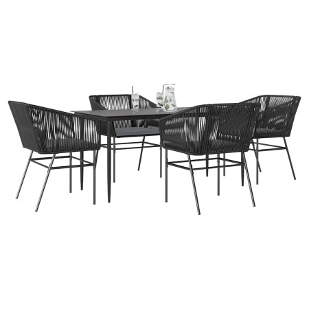 Juego de comedor jardín 5 piezas cojines ratán sintético negro von , Gartensets - Ref: Foro24-3334516, Preis: 385,72 €, Rabat...