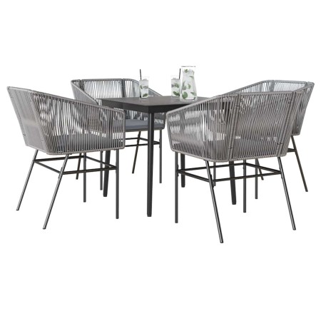 Juego comedor jardín 5 pzas cojines ratán sintético vidrio gris by , Garden sets - Ref: Foro24-3334528, Price: 386,10 €, Disc...