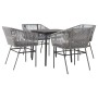 Juego comedor jardín 5 pzas cojines ratán sintético vidrio gris by , Garden sets - Ref: Foro24-3334528, Price: 386,10 €, Disc...