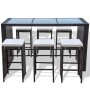 Mesa y sillas bar de jardín 7 pzas y cojines poli ratán marrón von , Gartensets - Ref: Foro24-41836, Preis: 518,56 €, Rabatt: %