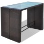 Mesa y sillas bar de jardín 7 pzas y cojines poli ratán marrón von , Gartensets - Ref: Foro24-41836, Preis: 518,56 €, Rabatt: %