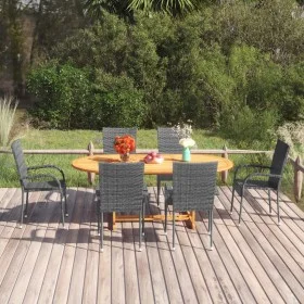 Garden dining furniture set 7 pieces gray PE rattan by vidaXL, Garden sets - Ref: Foro24-3070759, Price: 529,25 €, Discount: %