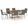 Set de muebles de comedor de jardín 7 piezas ratán PE gris de vidaXL, Conjuntos de jardín - Ref: Foro24-3070759, Precio: 529,...