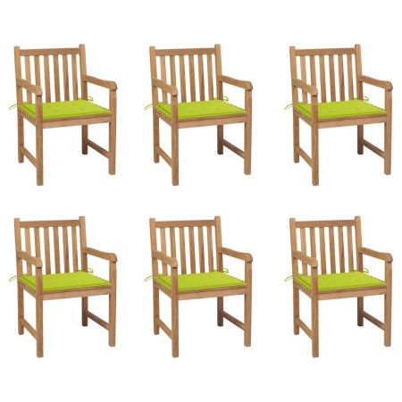 Sillas de jardín 6 uds madera maciza teca cojines verde brillo von , Gartenstühle - Ref: Foro24-3073042, Preis: 863,48 €, Rab...