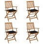 Sillas de jardín plegables 4 uds y cojines madera maciza acacia by , Garden chairs - Ref: Foro24-3064639, Price: 230,12 €, Di...