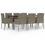 Set comedor jardín 9 pzas y cojines ratán sintético negro gris von , Gartensets - Ref: Foro24-3185152, Preis: 580,90 €, Rabat...