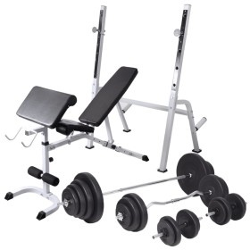 Banco ejercicios con soporte pesas, pesas y mancuernas 120 kg by , Weight lifting machines - Ref: Foro24-275376, Price: 554,4...