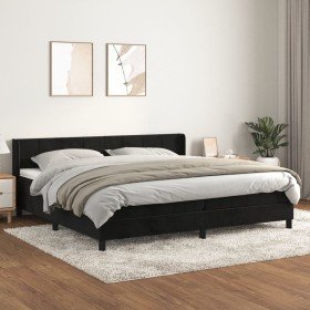 Cama box spring con colchón terciopelo negro 200x200 cm Cama box spring con colchón terciopelo negro 200x200 cm